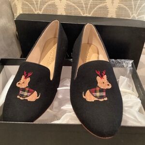 Talbots black canvas flats with Scottie dog on toe size 5.5